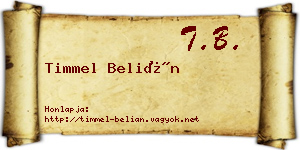 Timmel Belián névjegykártya